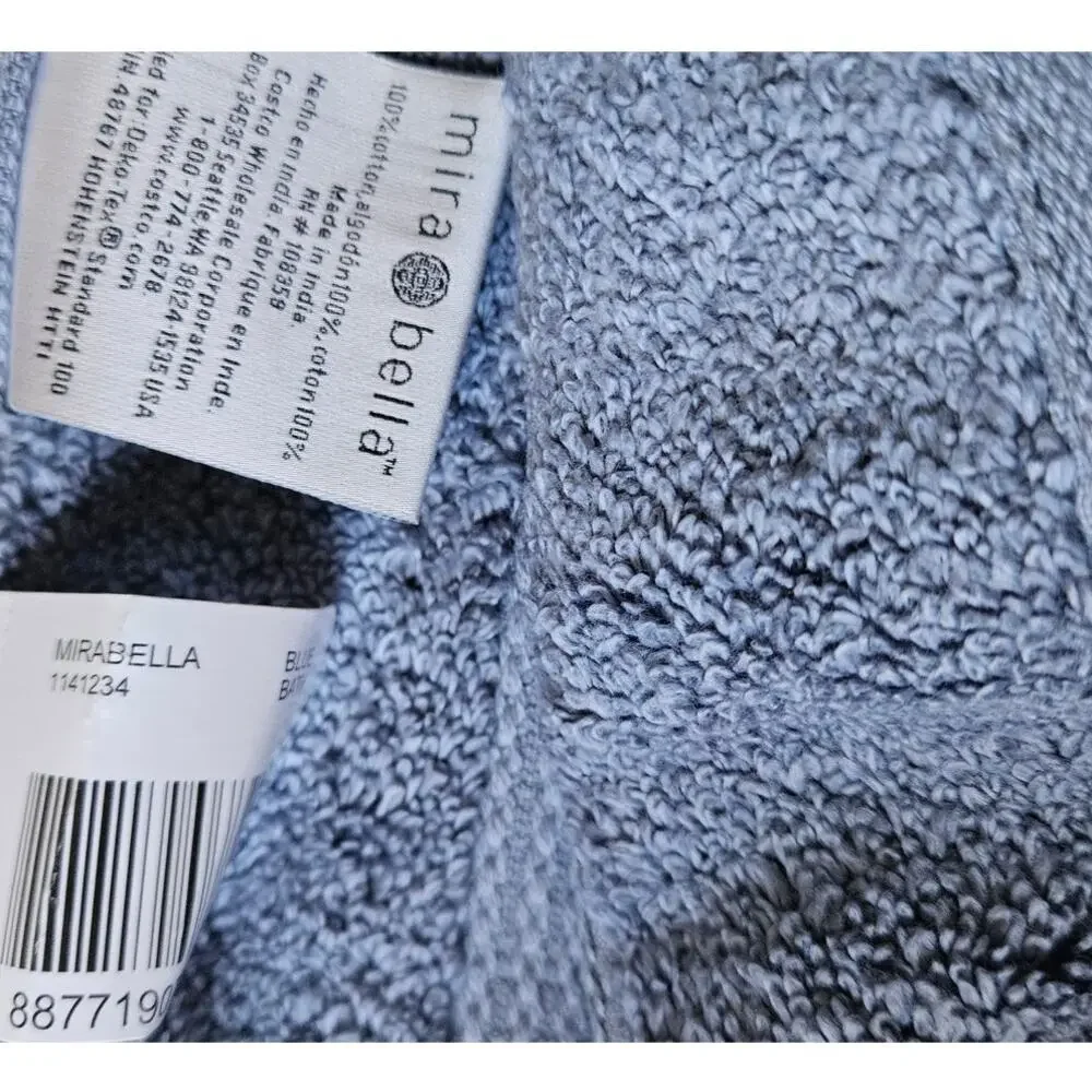 Mira Bella 100% Cotton Bath Towel OEKO-TEX  Blue NWT Costco
